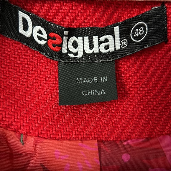 NWOT DESIGUAL Women’s Red Embroidered Overcoat Jacket EU 48 (XXL) - Picture 8 of 15